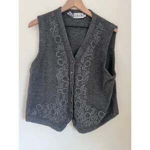 Rafaella Merino Wool Blend Floral Sweater Vest